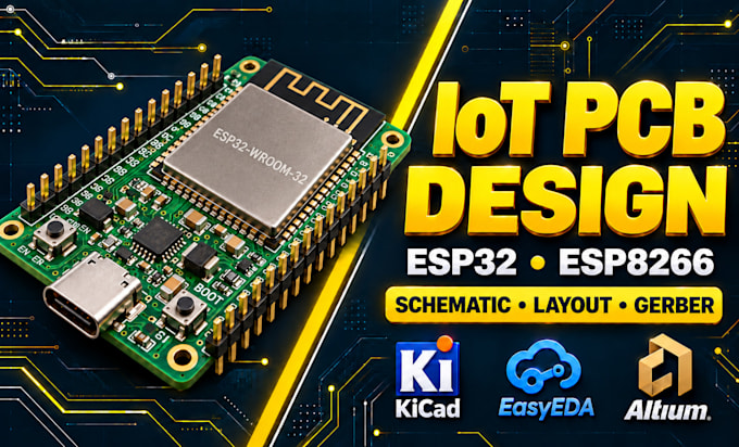 create esp32 pcb design, esp8266 iot pcb layout schematic manufacturing files