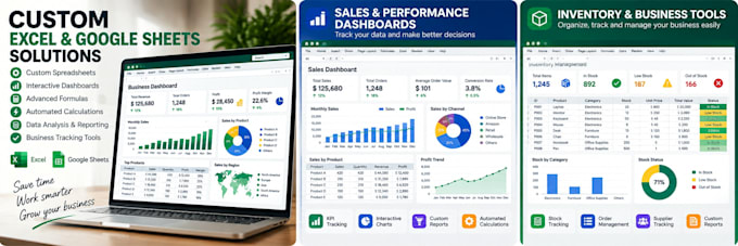 create custom excel and google sheets spreadsheets and dashboards