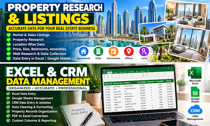do real estate data entry property listings and web research
