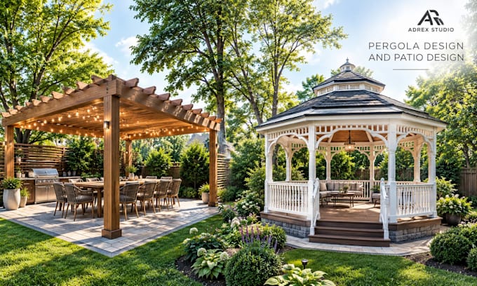 design 3d backyard, deck, pergola, patio and provide structural permit drawings