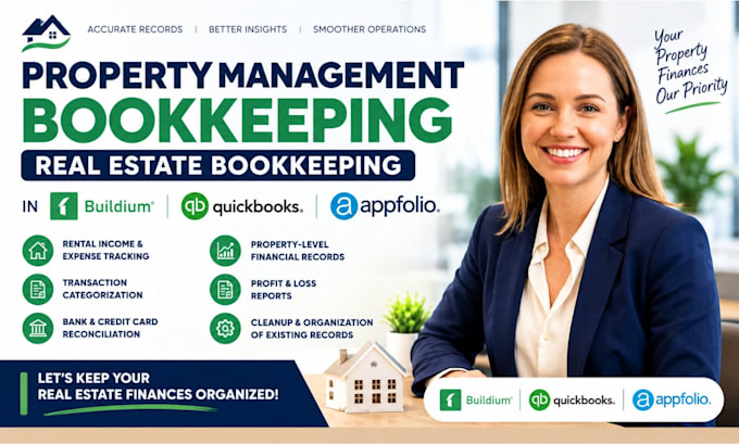 do property management real estate bookkeeping in buildium quickbook appfolio