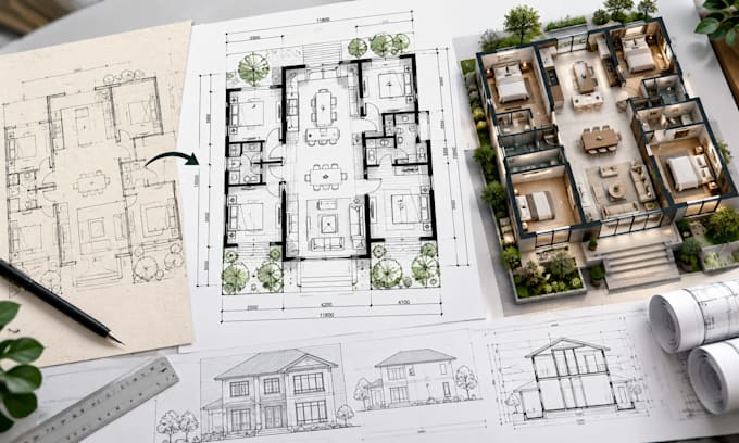 redraw floor plan, do autocad drafting, and architectural drafting in autocad