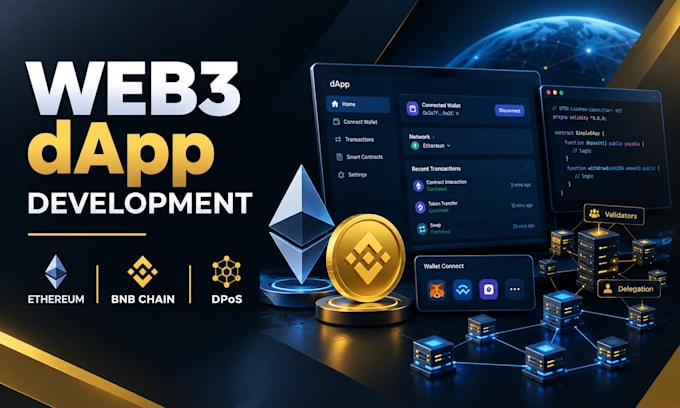 develop web3 dapps for ethereum, bnb chain and dpos blockchains