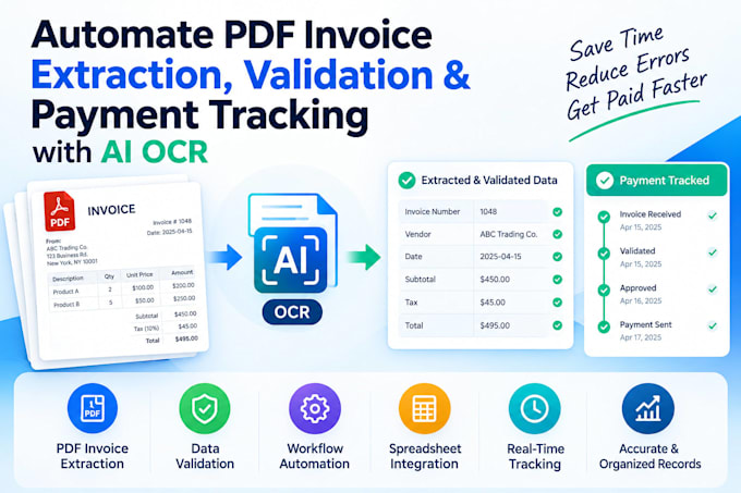 automate PDF invoice extraction, validation and payment tracking with ai ocr