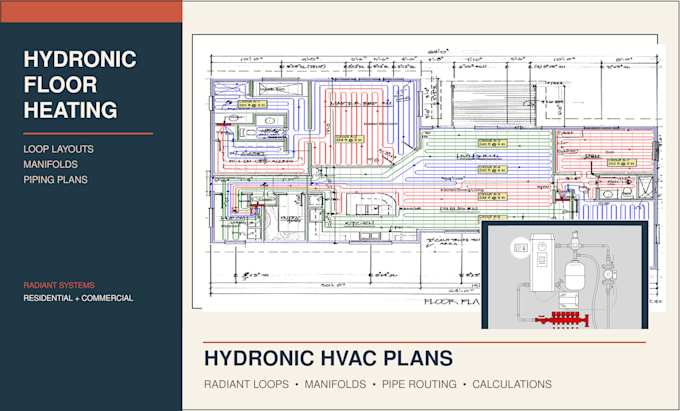 prepare stamped radiant floor heating plans with hydronic loop calculations