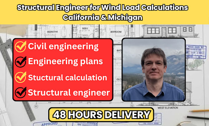 structural engineer wind load calculation and engineer stamp california michigan
