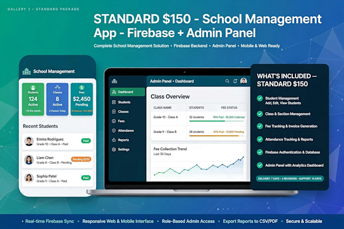 build custom app for school hospital business