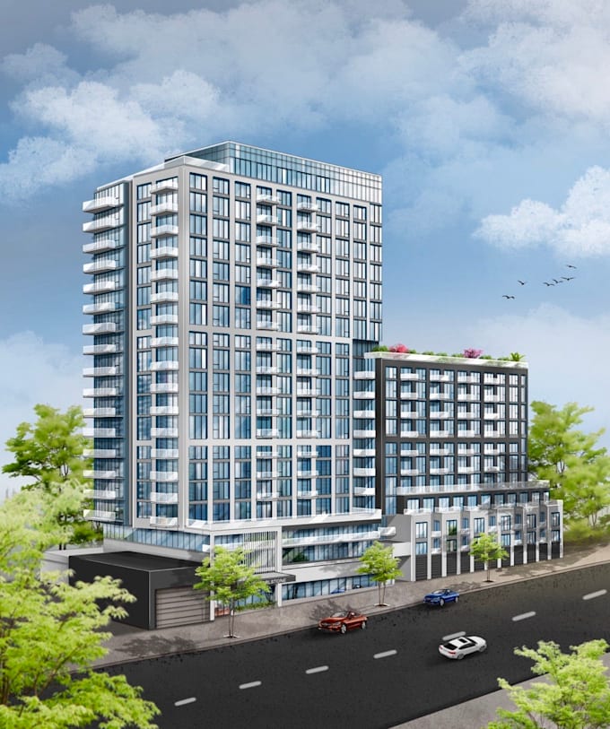 draw a realistic architectural exterior sketch