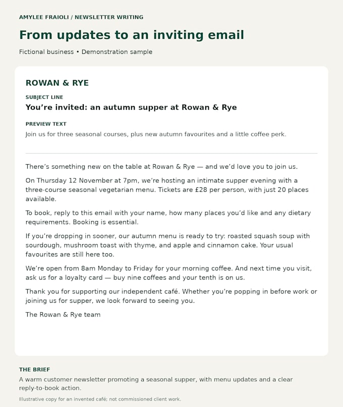 write an engaging newsletter from your notes and updates