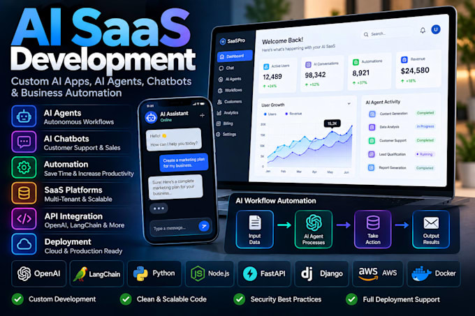 develop custom ai saas mvps, ai agents and automation tools