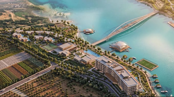 design luxury 3d residential masterplan waterfront development landscape render