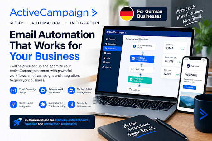 setup german active campaign email automation, workflows, and integrations dmarc
