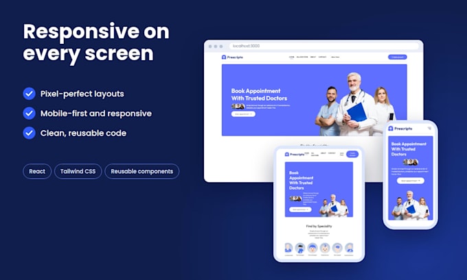 convert figma to react and build responsive websites