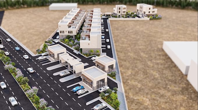 design modern 3d residential estate masterplan townhouse layout site plan render