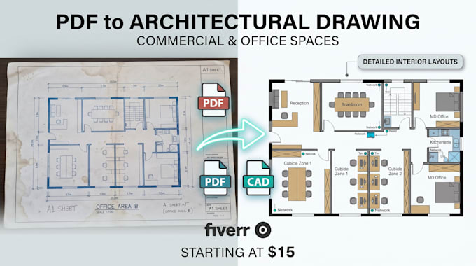 convert PDF, sketch to precise cad