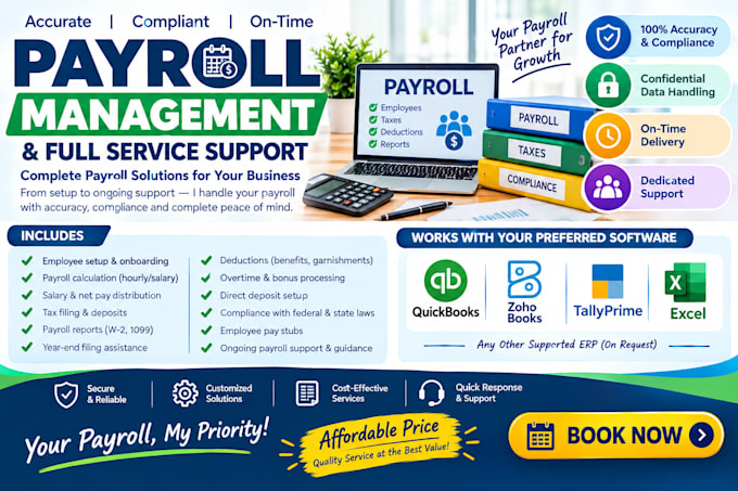 manage payroll processing, payslips and payroll reports