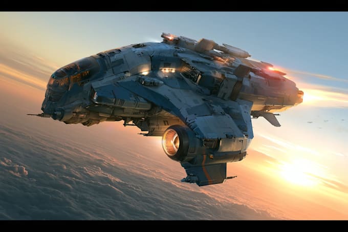 design a sci fi spaceship and sci fi illustration