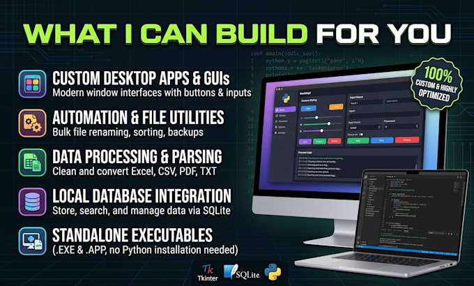 code custom python desktop apps and tools