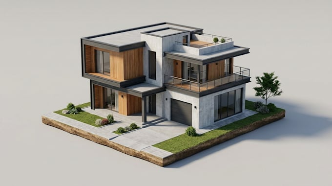 create 3d house model, 3d exterior design, architectural model, house rendering