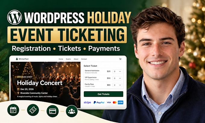 setup wordpress holiday event ticketing registration and payments