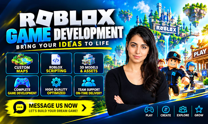 develop a roblox game, script systems, vfx, UI and full roblox game development
