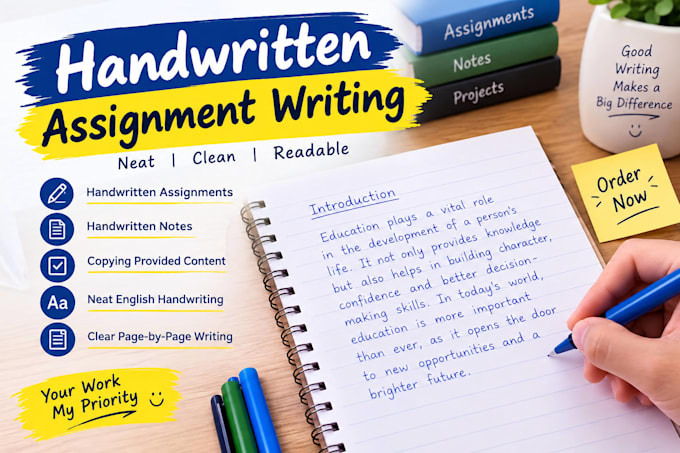 write neat english handwritten notes and assignments