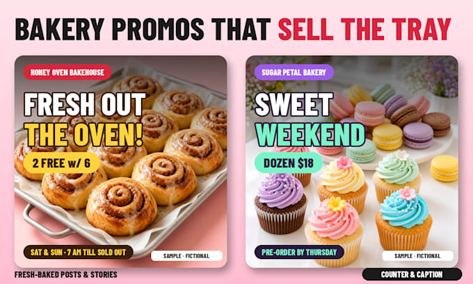 design instagram posts for restaurants, salons and bakeries