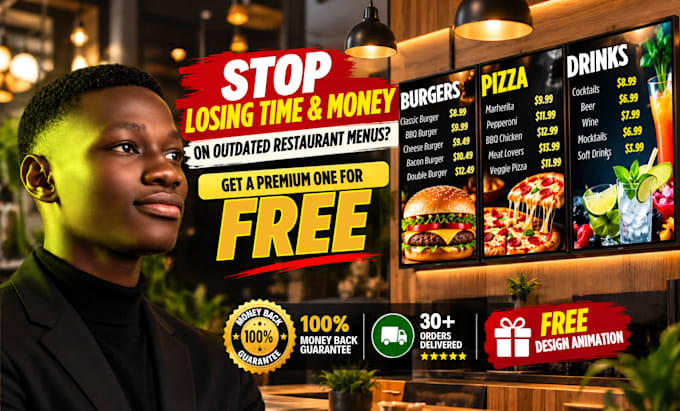 design digital menu board, qr code menu, bar menu, TV drink menu, TV screen menu