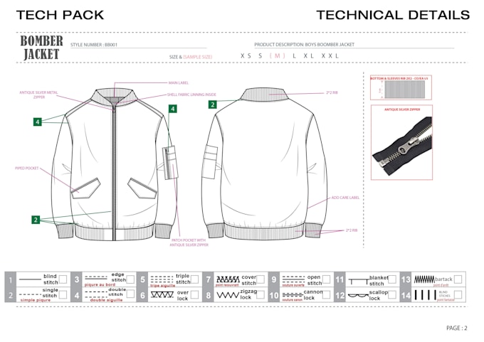 create professional bomber jacket and streetwear tech pack for you