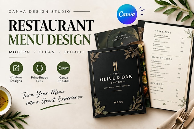 design a professional restaurant menu in canva