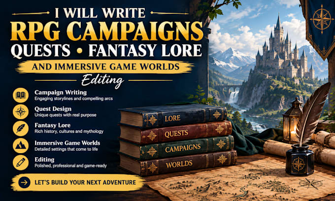 write rpg campaigns quests fantasy lore and immersive game worlds editing