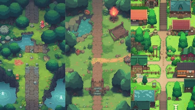 create art top down tilesets 8bit 16bit pixel top down game pixel environment