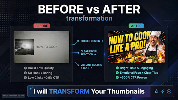 design 3 eye catching viral youtube thumbnails with high CTR