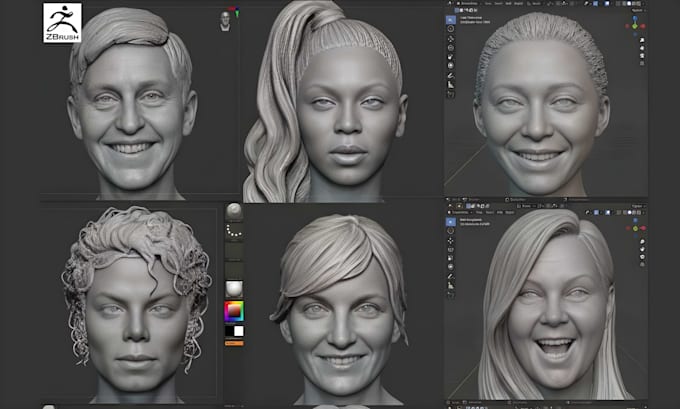 create realistic 3d head sculpt, head bust model, face likeness for 3d printing