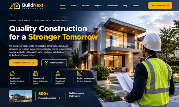 create construction company website,contractor website with favicon,geo blocking