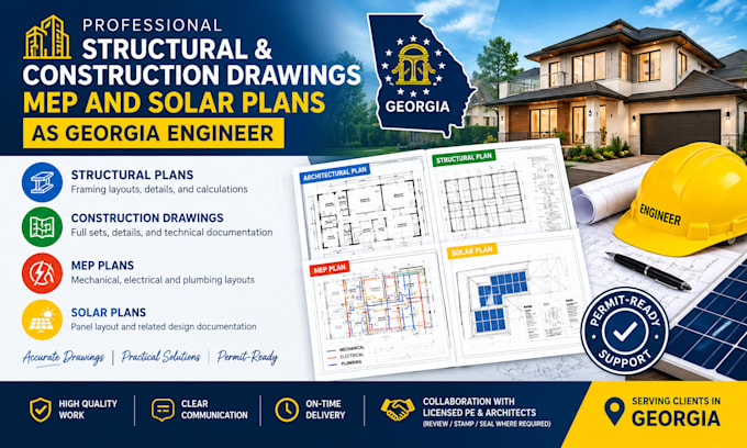 do structural and construction drawings, mep and solar plans as georgia engineer