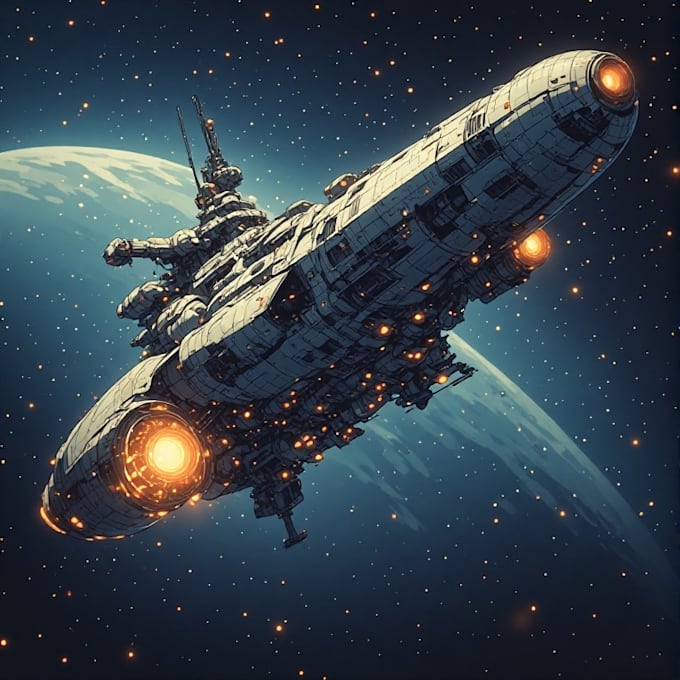design futuristic spaceship concept art