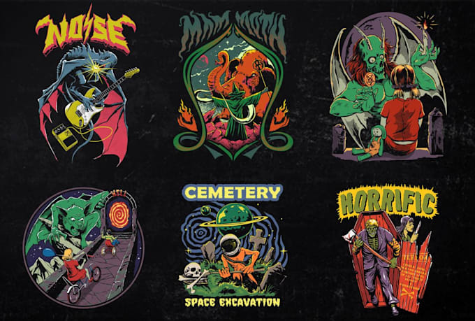 draw a unique psychedelic vintage retro logo art