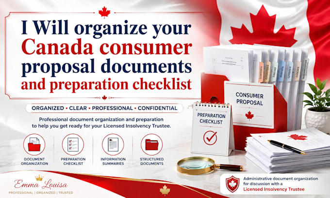 organize your canada consumer proposal documents and preparation checklist