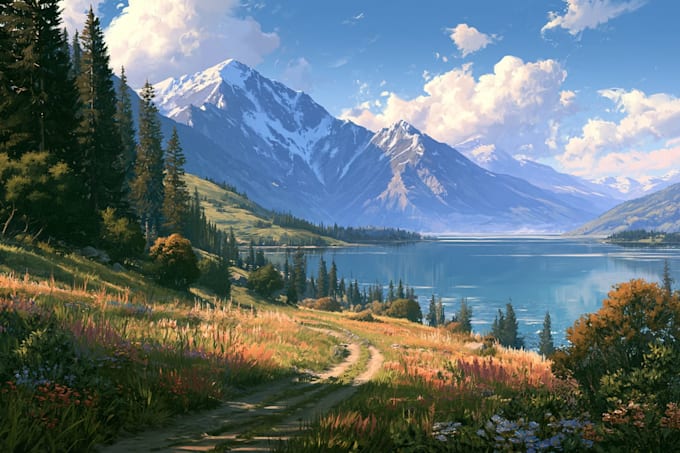 professional vector landscape illustration
