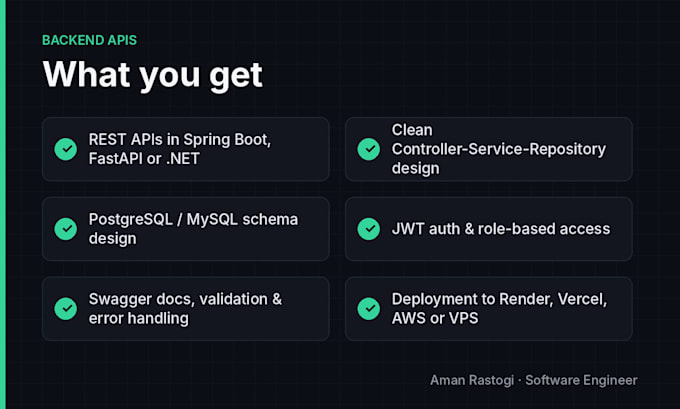 build scalable backend rest apis with java spring boot or fastapi
