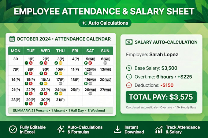 create professional excel billing sheet attendance sheet