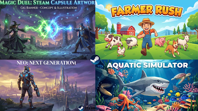 create steam capsule game banner cover and game artwork