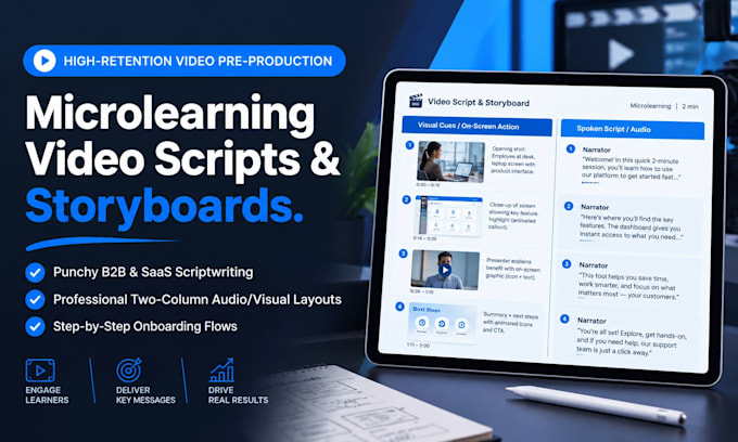 write microlearning video scripts and corporate training course content design
