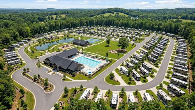 design 3d rv park, campground, 3d camping resort design