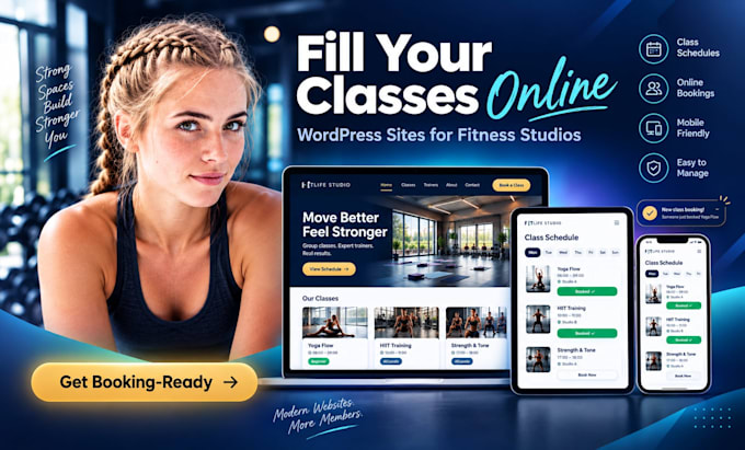 build a wordpress fitness studio website with class booking