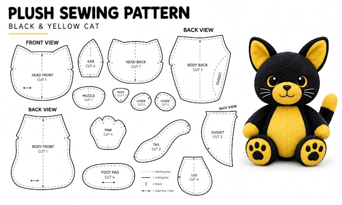 design you custom plush sewing pattern stuffed animal