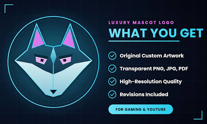 create luxury mascot logo for gaming, youtube and online brands