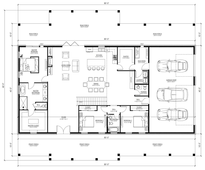convert barndominium and pole barn sketches into cad plans