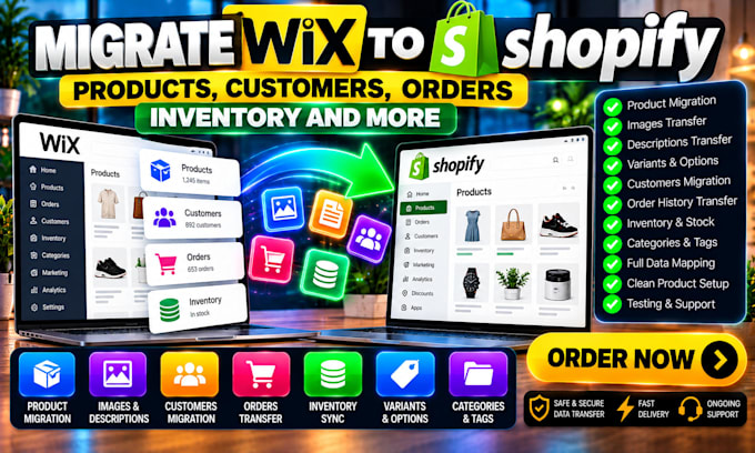 migrate wix ecommerce store to shopify products customers orders inventory